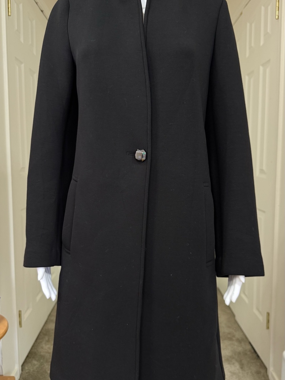 Nanette Lepore Black Single-Button Long Trench Coat